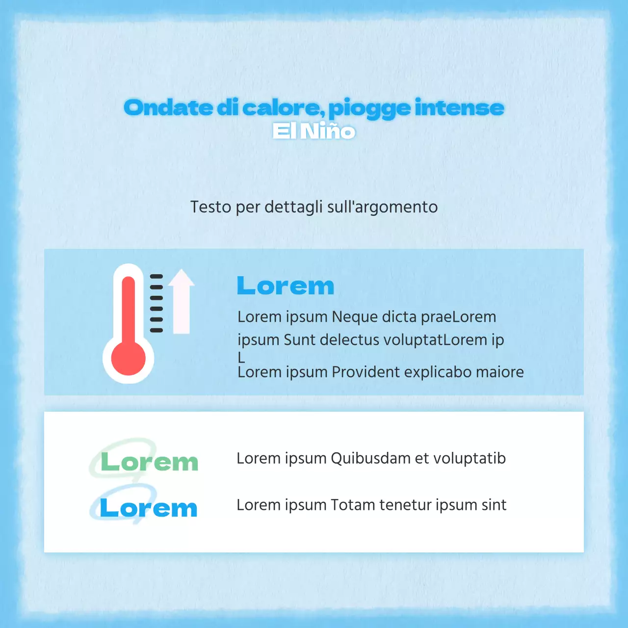 Un concetto semplice e carino in blu per il post di informazione sul clima