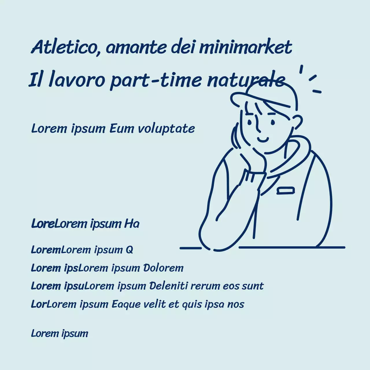 Azzurro semplice illustrazione uomo lavoro part-time curriculum social media piazza