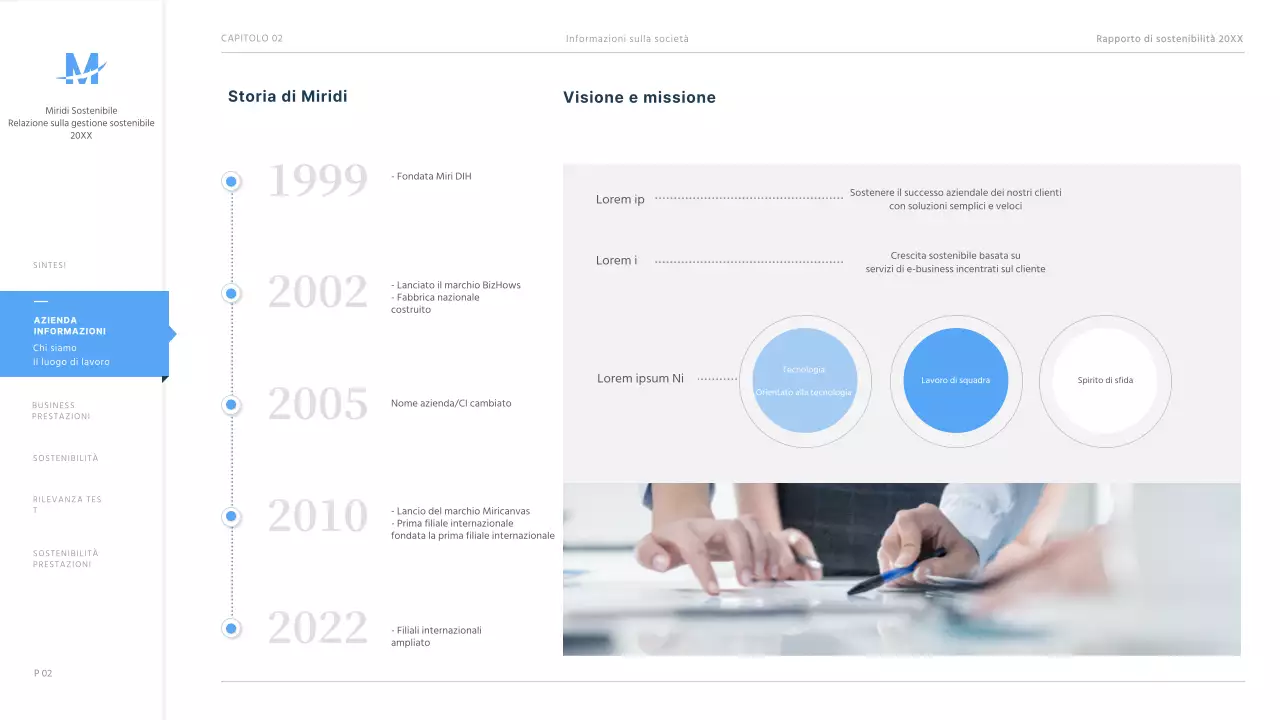 Presentazione del rapporto di sostenibilità ESG aziendale blu chiaro e pulito ppt