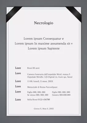 Annuncio necrologico monotono e calmo