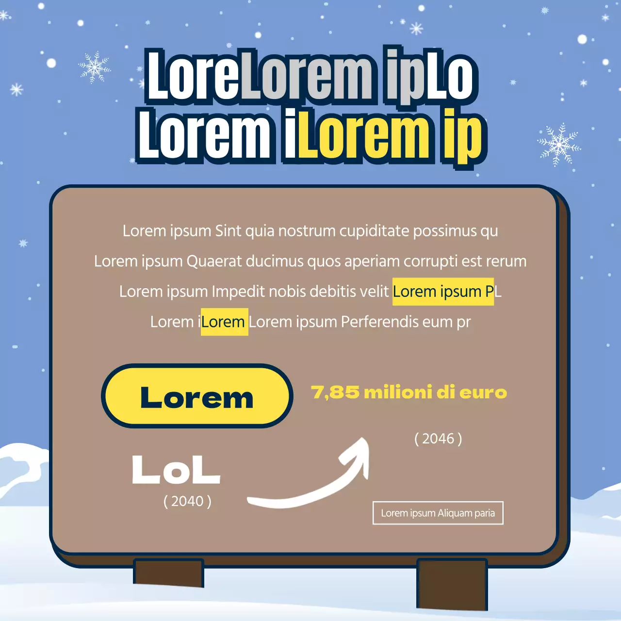 Sicurezza in montagna d'inverno con cartelli marroni e azzurri