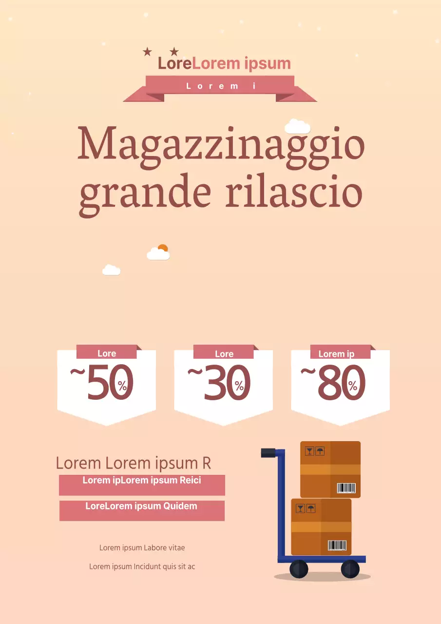 Promuovete l'evento Great Mountain Sale con l'illustrazione di una scatola di pacchi rosa.