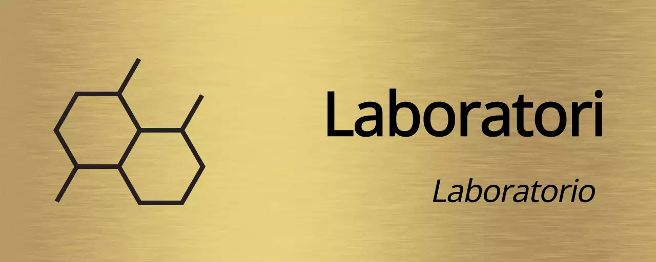 Segnaletica segnaposto in nero con il nome del dipartimento aziendale e una semplice illustrazione di un'icona.