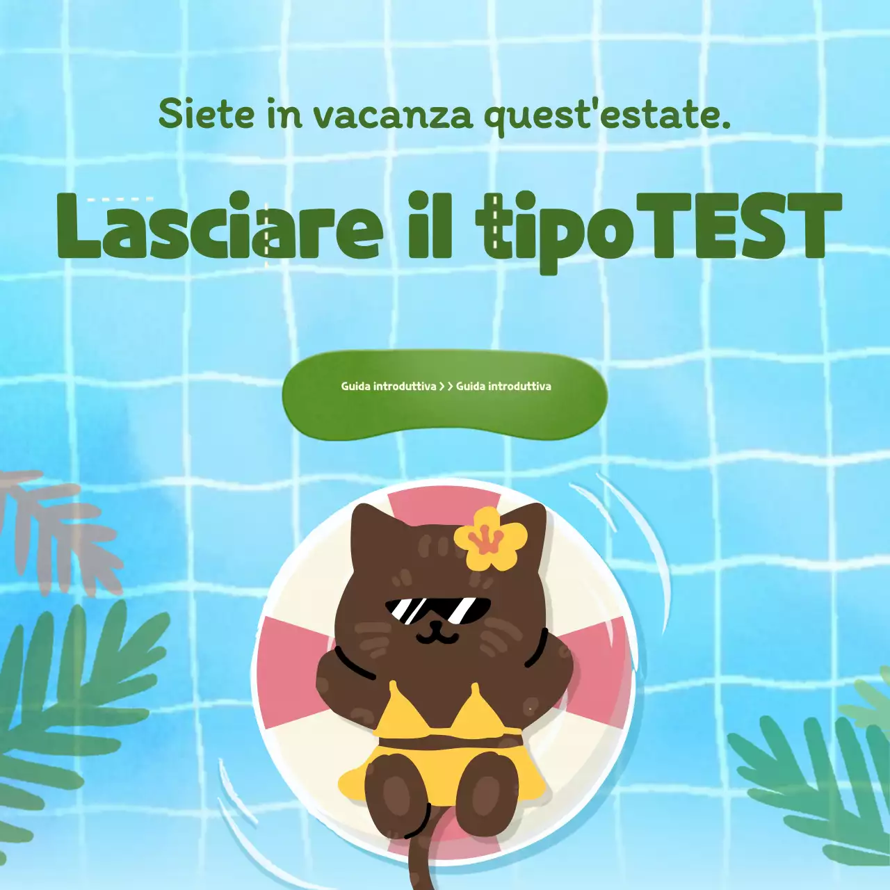 Test psicologico di tipo vacanziero con un simpatico concetto di piscina blu