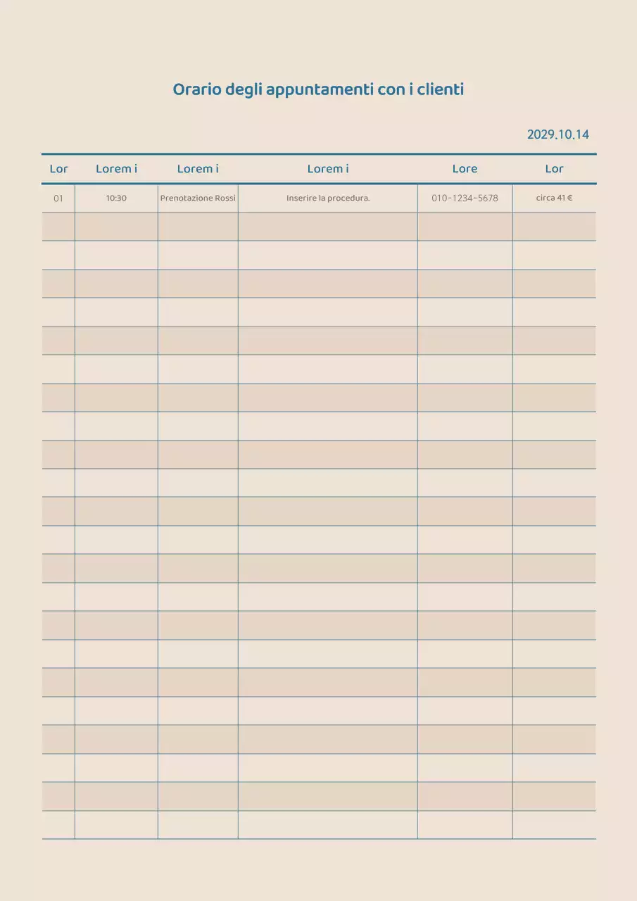 Orario degli appuntamenti con i clienti con un concetto pulito in blu navy e beige