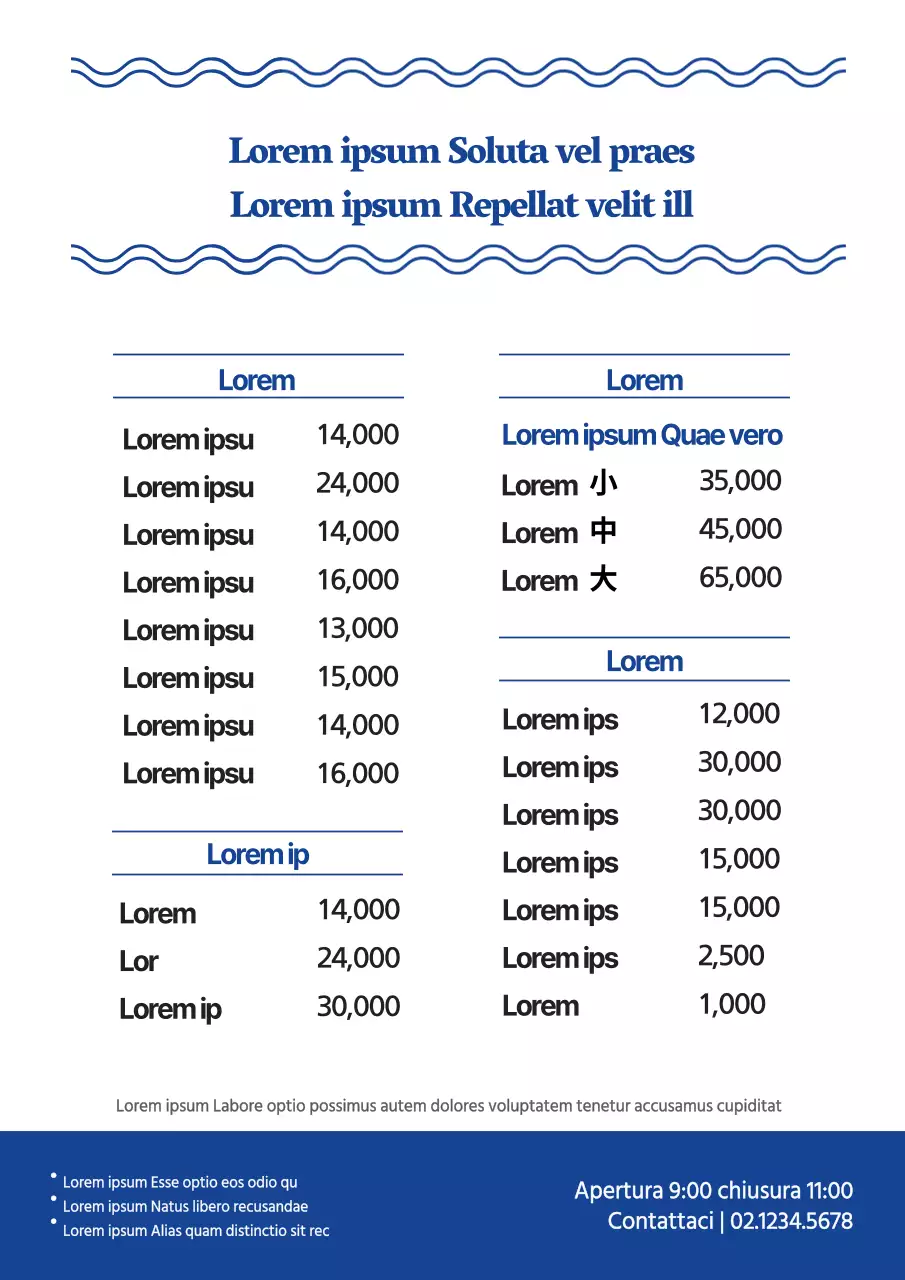 Menu del ristorante di sushi