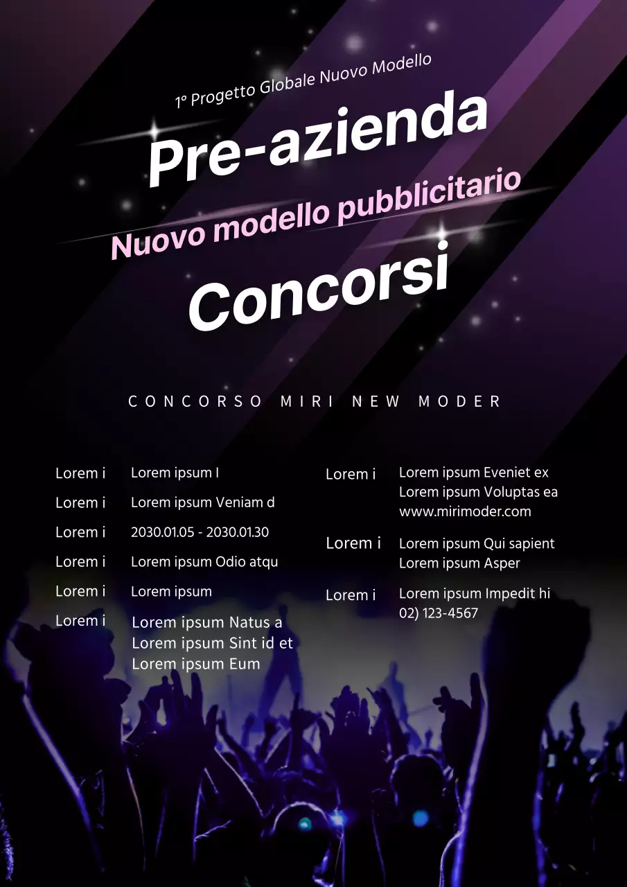 Bando di concorso per nuovi modelli pubblicitari in nero e viola