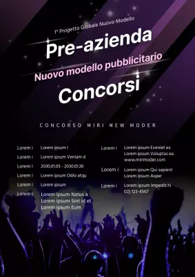 Bando di concorso per nuovi modelli pubblicitari in nero e viola