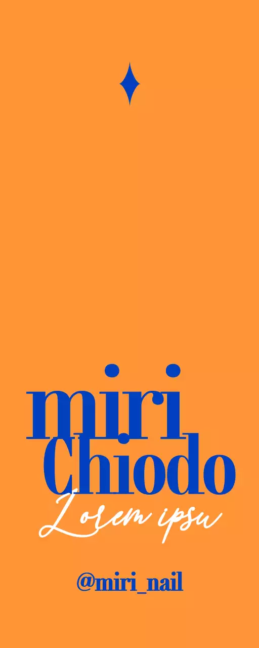 Promozione del negozio di nail art con testo blu e arancione