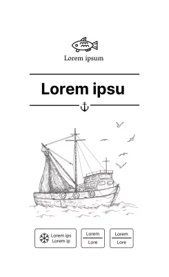 Semplice etichetta di frutti di mare con illustrazione bianca