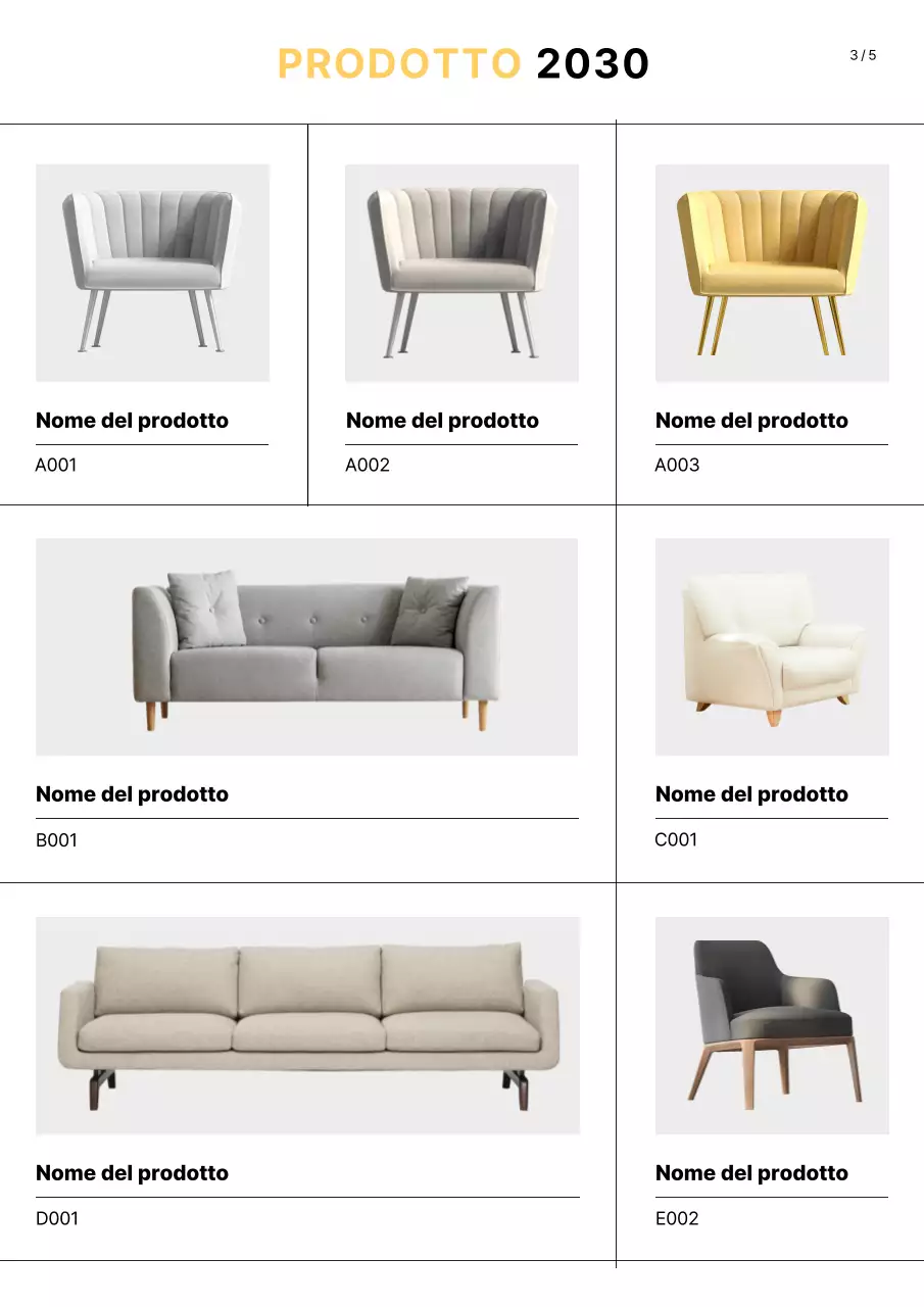 Catalogo dei prodotti di arredamento in giallo