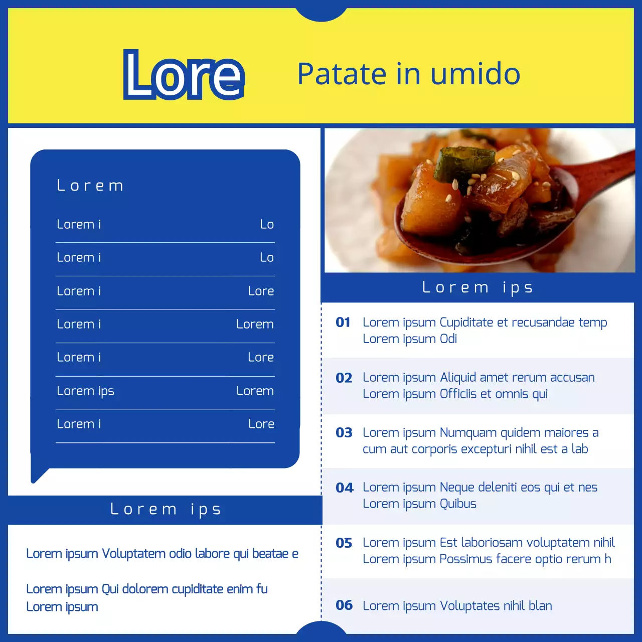 Ricettario di 3 minuti di curry giallo e blu parodia del concetto di piatto di patate