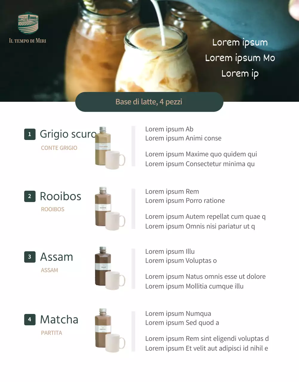 Base per tè al latte decaffeinato