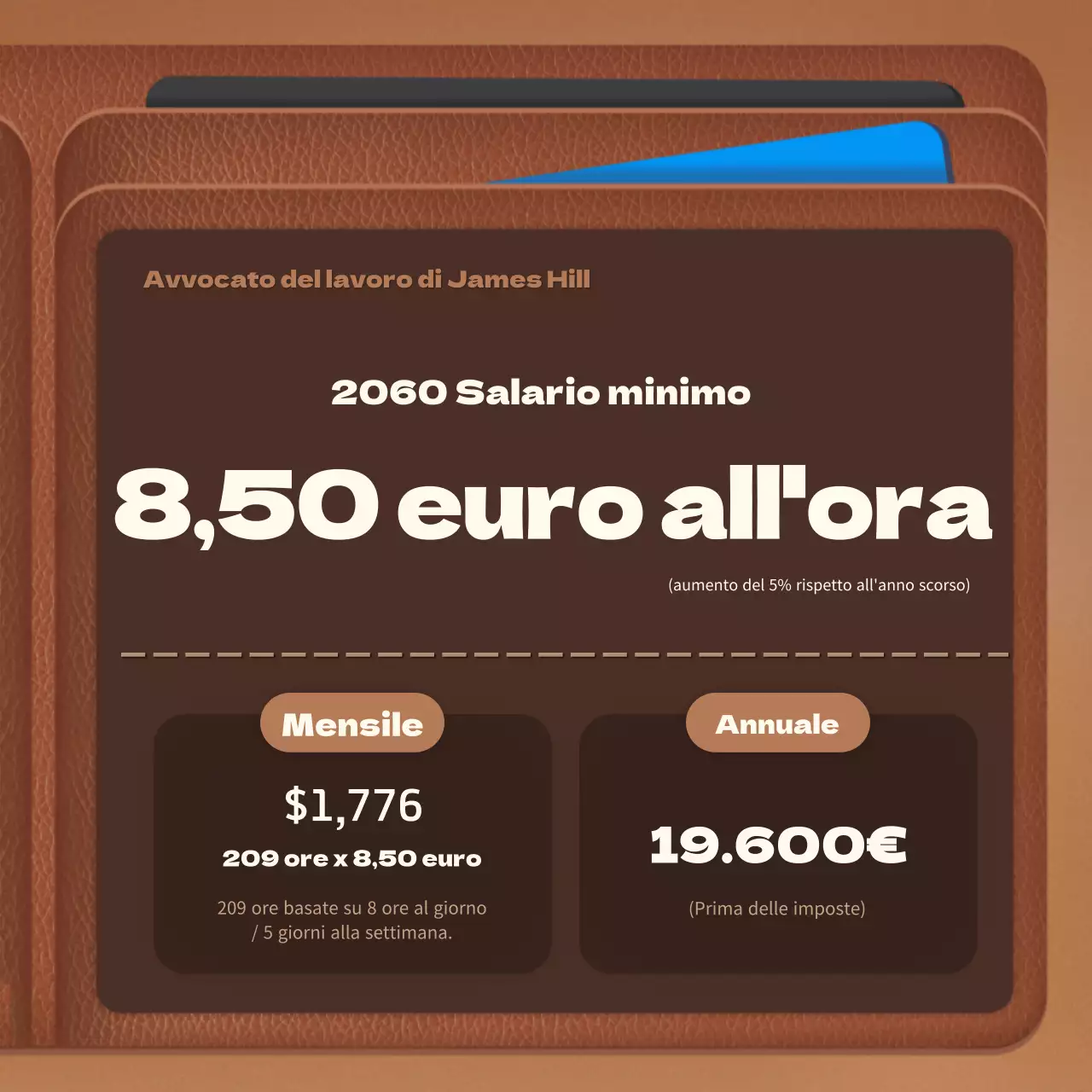 Marrone, ordinato e modificato, il cartellino promozionale dell'avvocato del lavoro di quest'anno