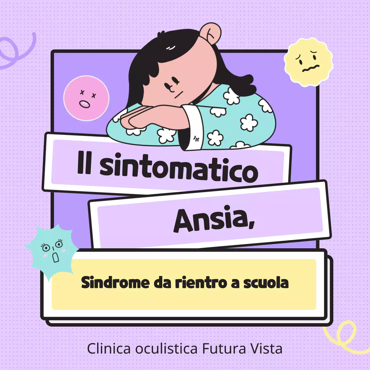 Fornire informazioni sulla sindrome del nuovo semestre utilizzando semplici illustrazioni dai toni pastello ed emoticon
