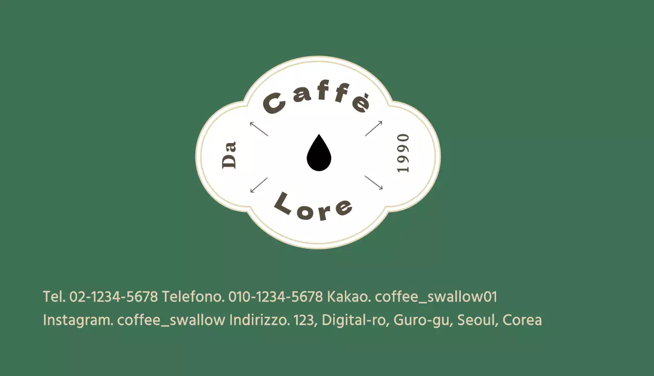 Biglietto da visita per caffè con logo vintage verde