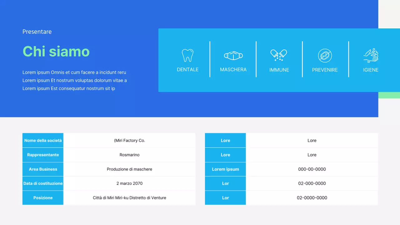 Presentazione della proposta di servizi di produzione in outsourcing di colore blu menta