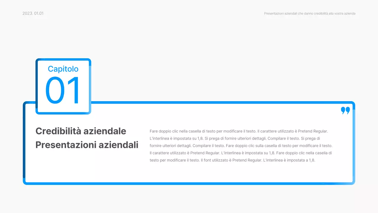 Relazione aziendale con uno stile moderno a gradiente in blu e bianco