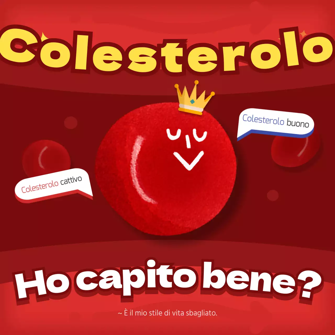 Spiegate le informazioni sul colesterolo in un bel colore arancione e rosso.