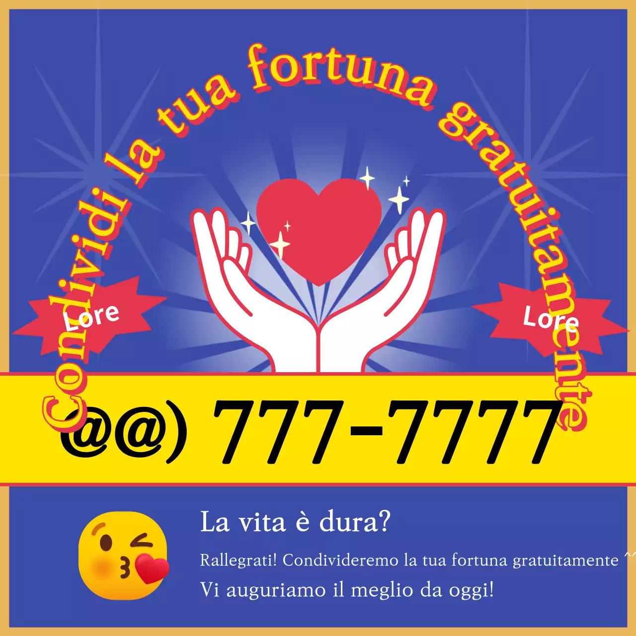 Volantino retrò di buona fortuna in giallo e blu