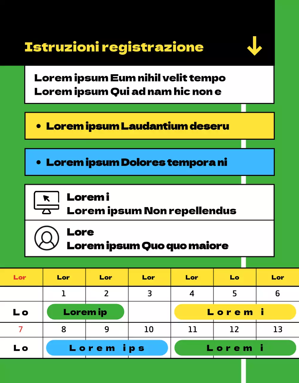 L'avviso di iscrizione al Centro sportivo blu-verde