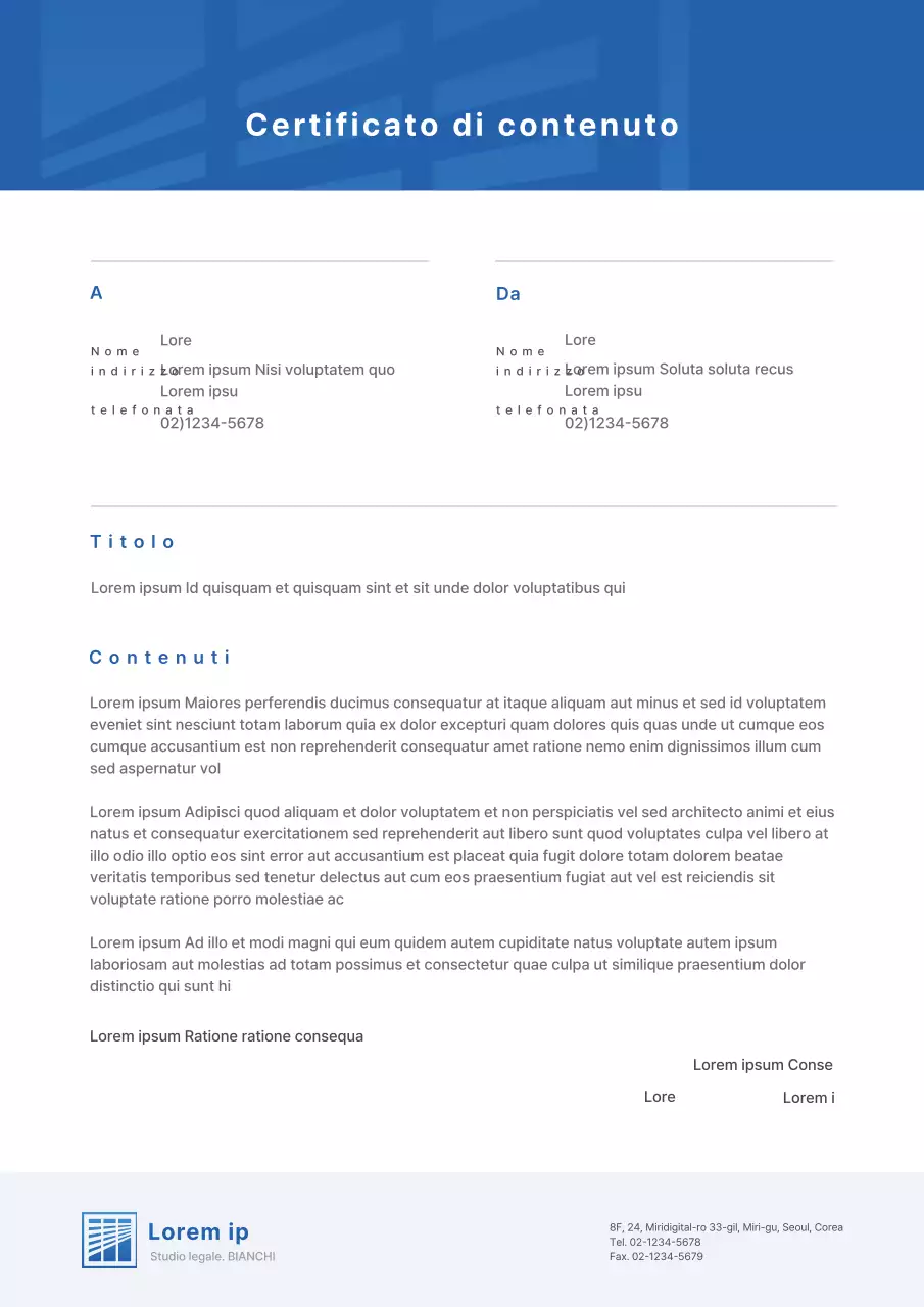 Concetto di logo pulito in bianco e blu Prova di contenuto