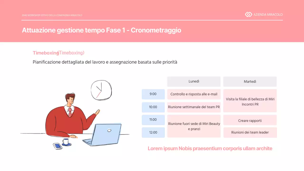 Presentazione delle abilità di gestione del tempo di Pinkerton Formazione sul posto di lavoro Calendario della produttività sul posto di lavoro
