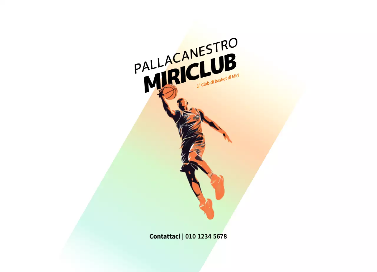 Concetto di club sportivo di pallacanestro con gradiente arancione