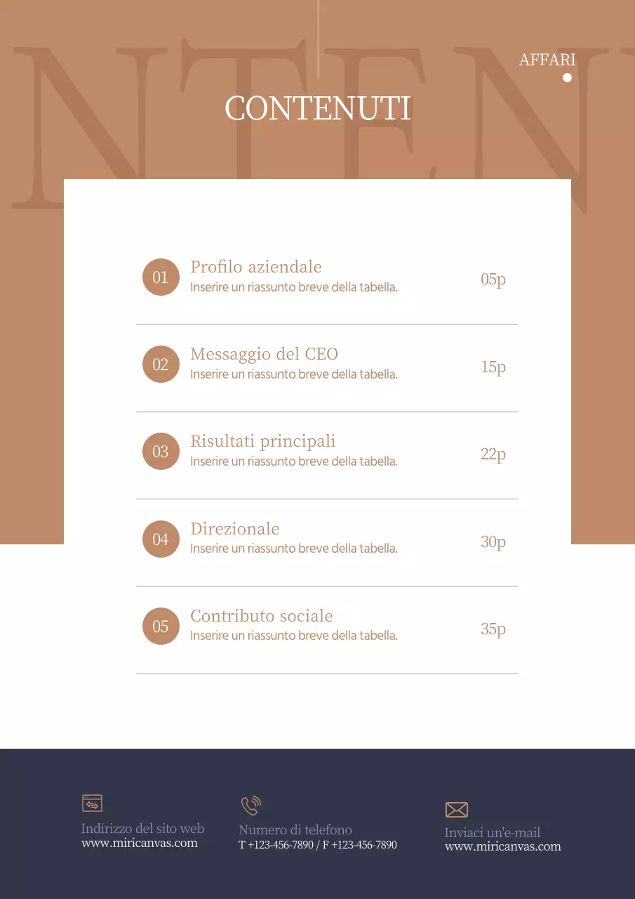 Semplice proposta commerciale tipografica verticale in blu navy e marrone