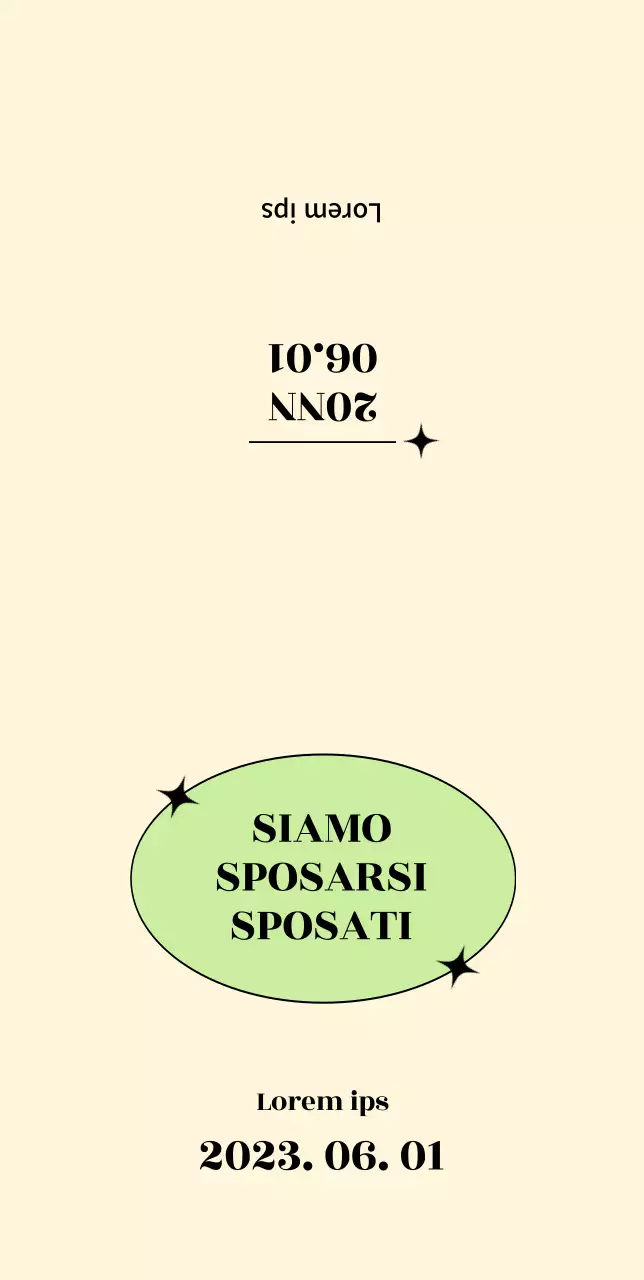 Invito di nozze con cerchio verde su sfondo giallo
