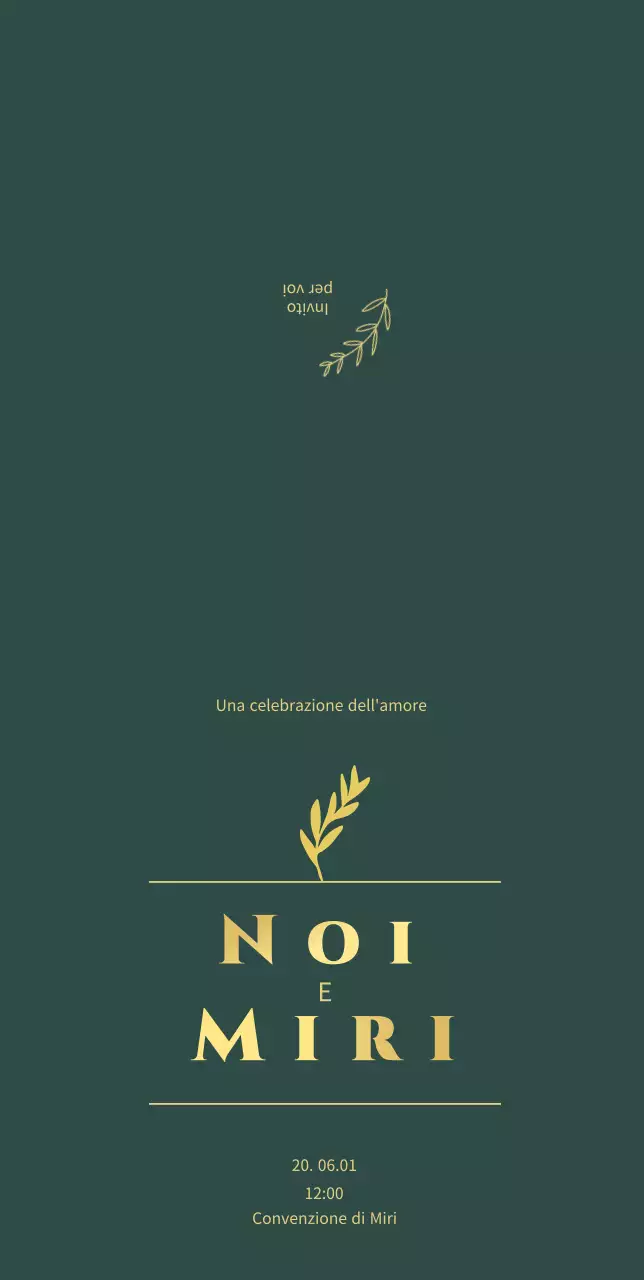 Partecipazione di nozze con i nomi degli sposi in oro sfumato