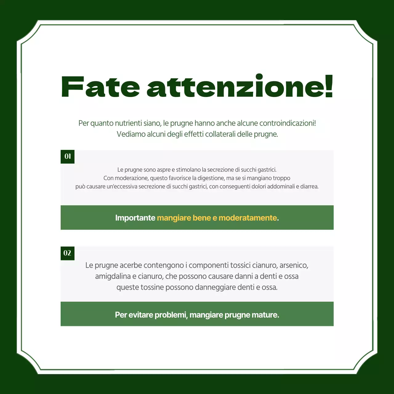 I benefici delle prugne in un ambiente verde cardnews design