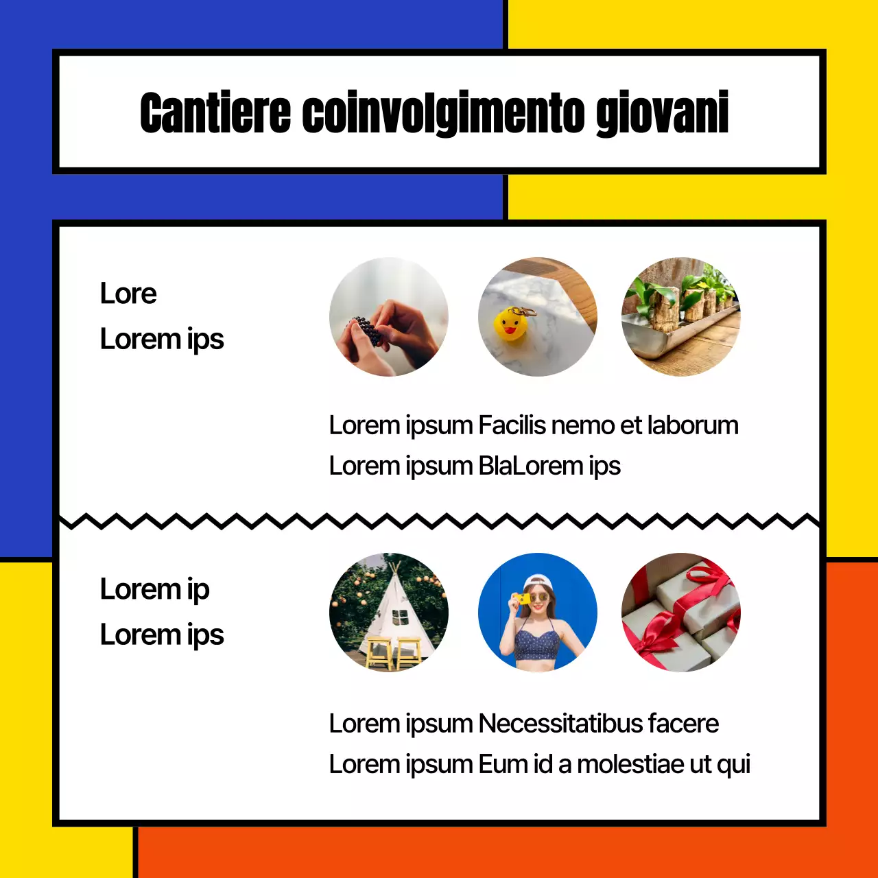 Un annuncio della Giornata della Gioventù a quadri geometrici colorati