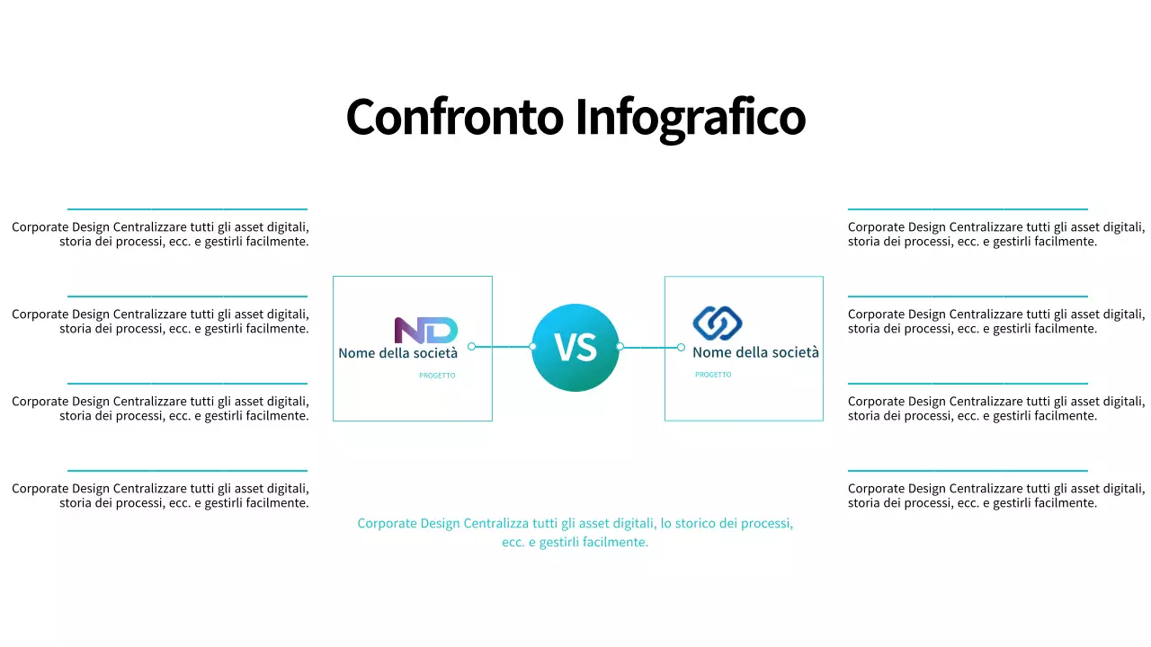 Semplice infografica di confronto tra aziende blu