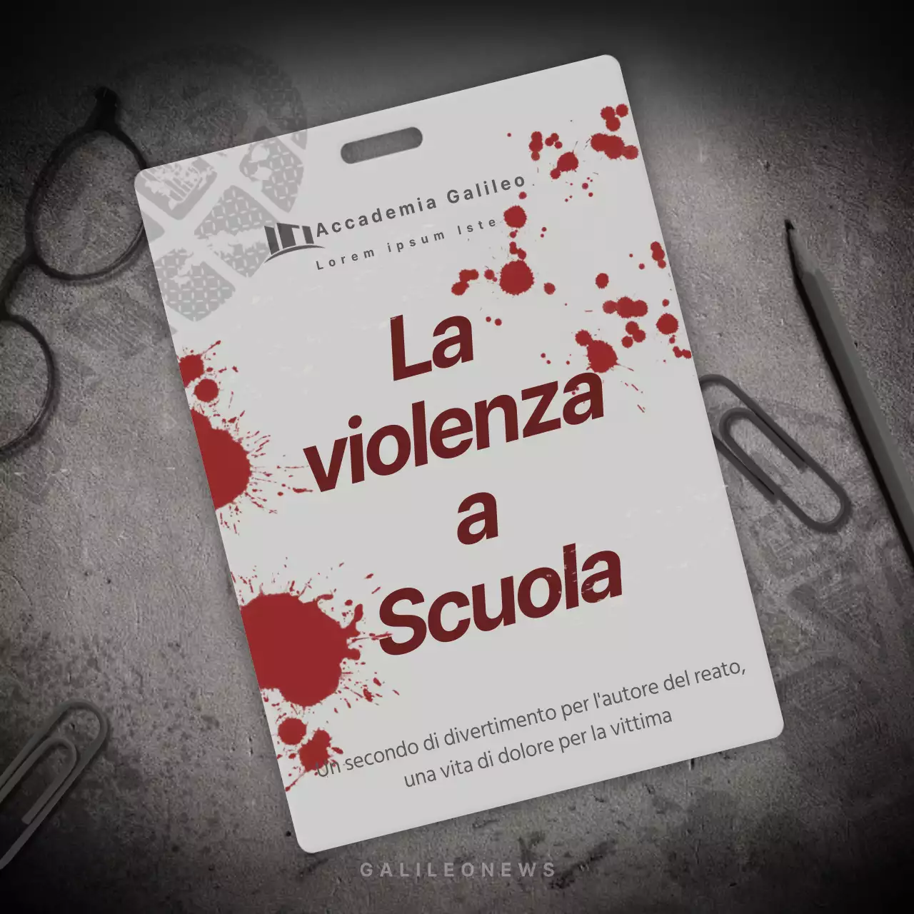 violenza scolastica in grigio e rosso