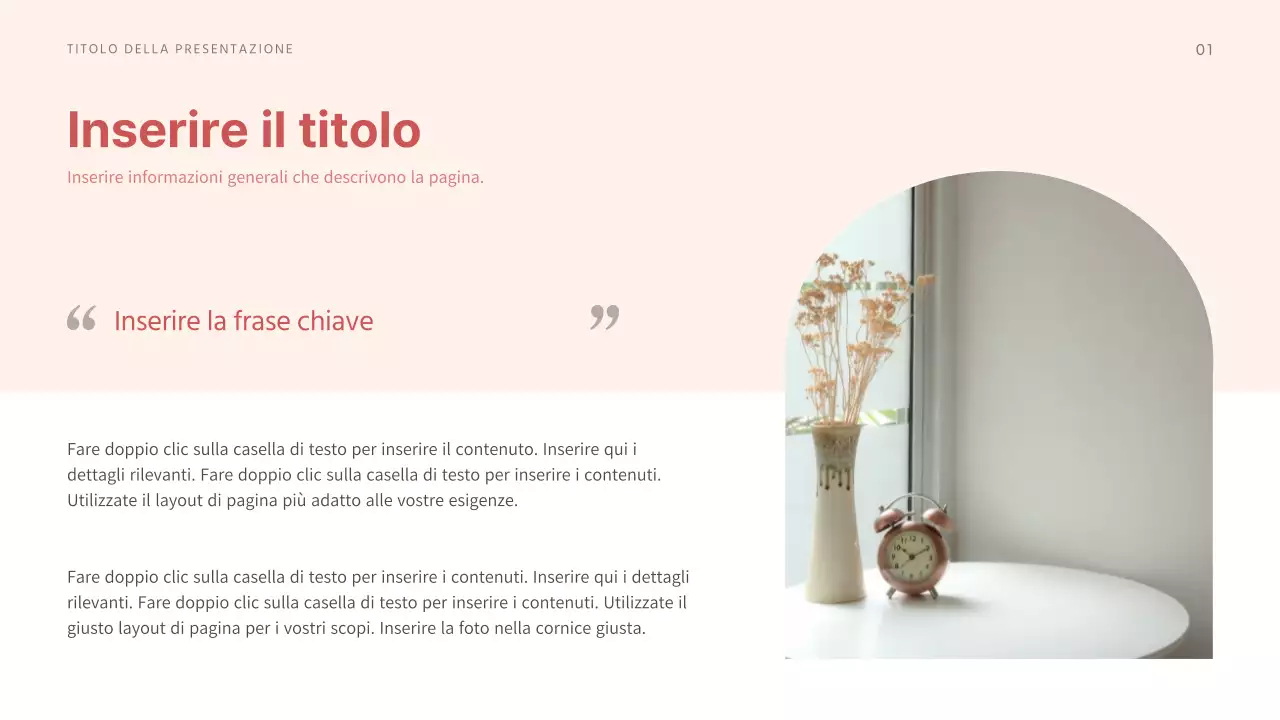 Presentare diversi layout in tonalità rosse e tranquillizzanti