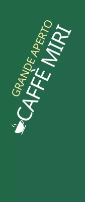 Promozione dell'apertura di un piccolo caffè su sfondo verde