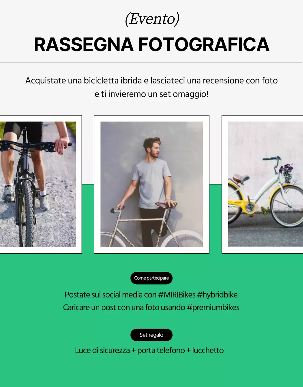 Evento ciclistico con sfondo grigio e linee pulite