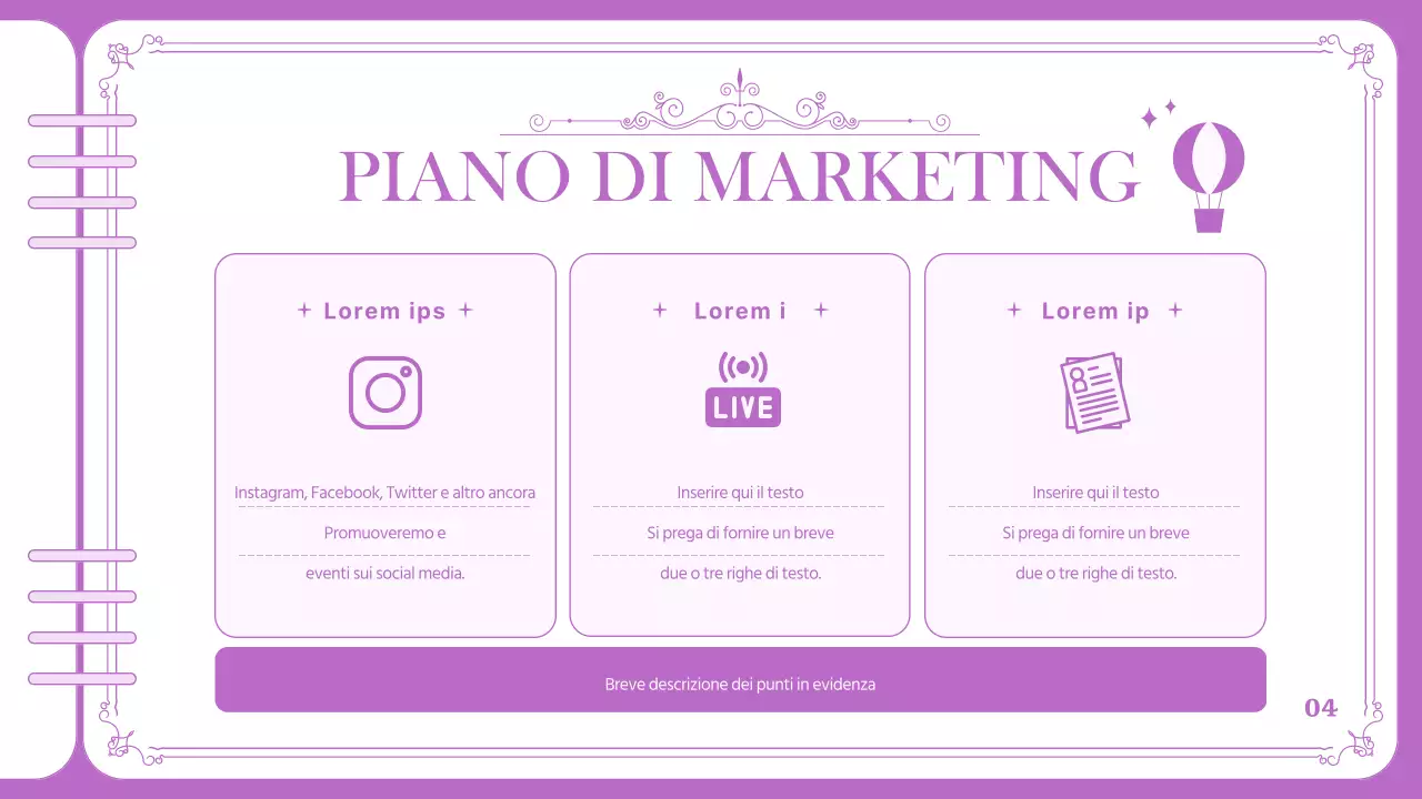 Piano per la parata del parco divertimenti in viola, dalle linee pulite