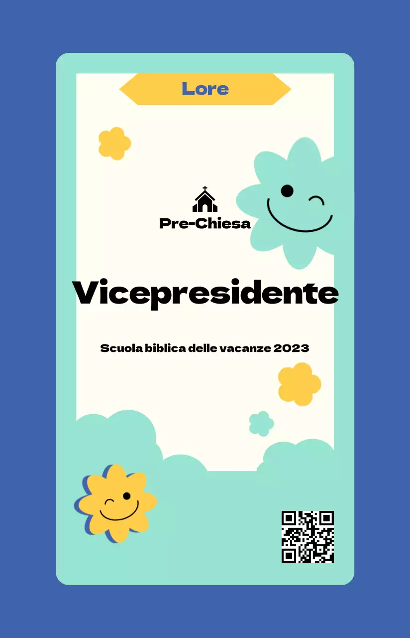 Scuola biblica estiva illustrata in blu fresco e allegro