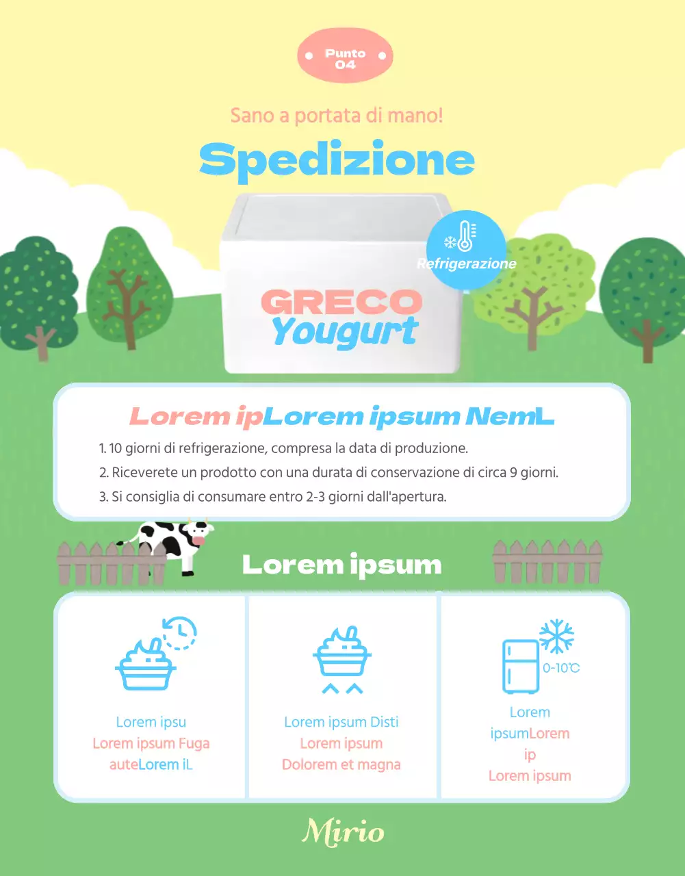 Informazioni sullo yogurt in simpatiche illustrazioni pastello