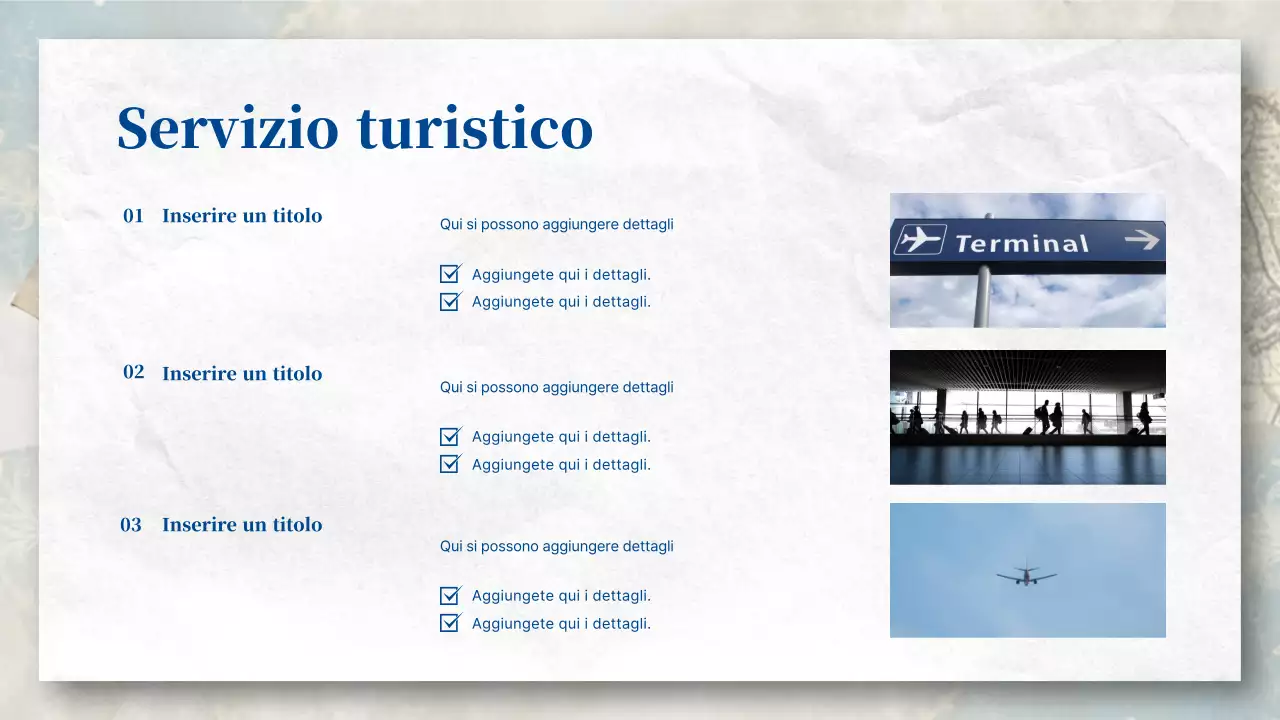 Un'agenzia di viaggi da cartolina in blu e pastello