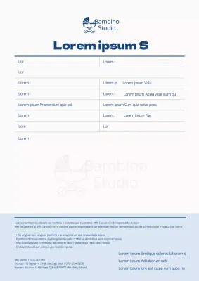 Contratto per il servizio fotografico in studio per bambini blu