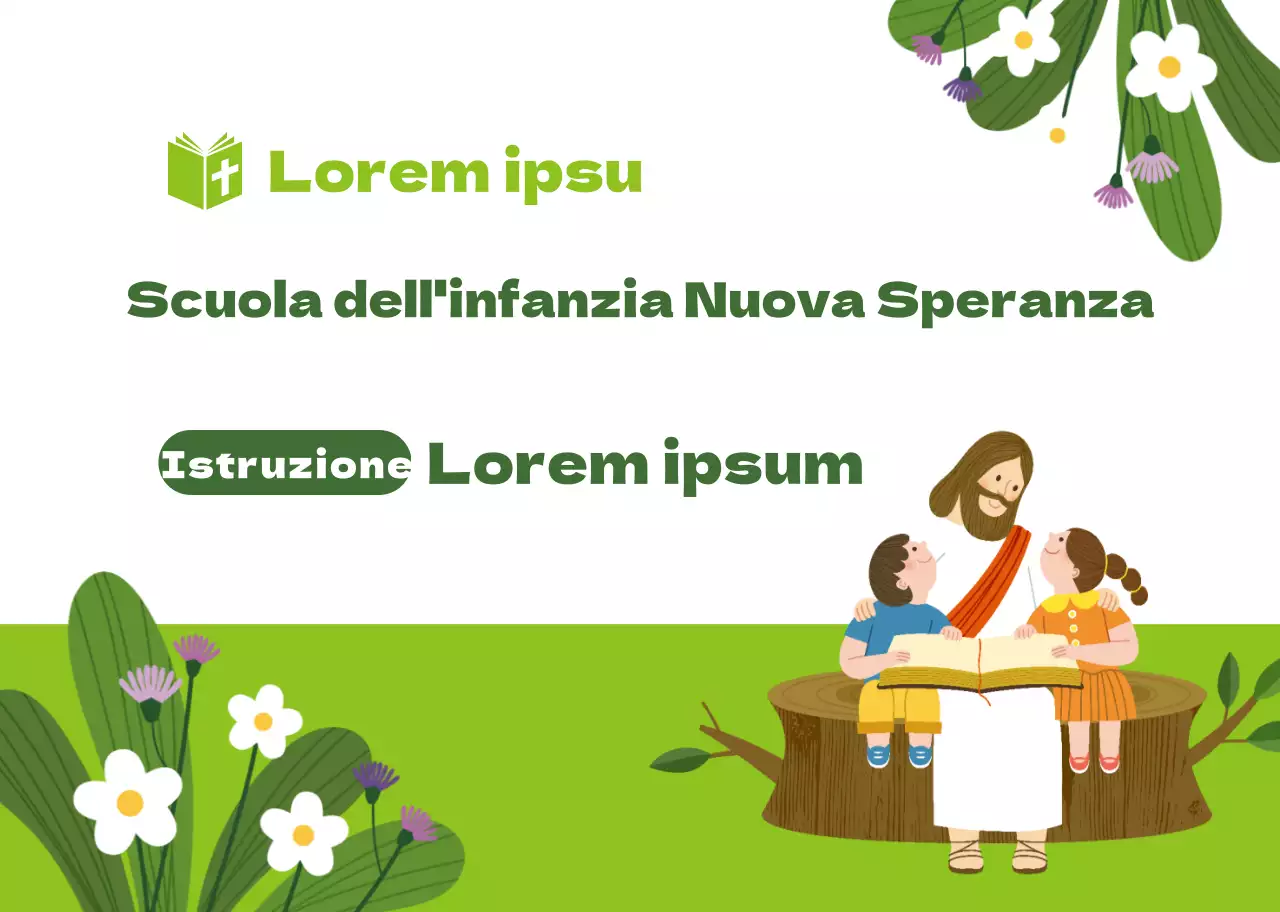 Illustrazione di carattere verde Promozione della scuola dell'infanzia della chiesa