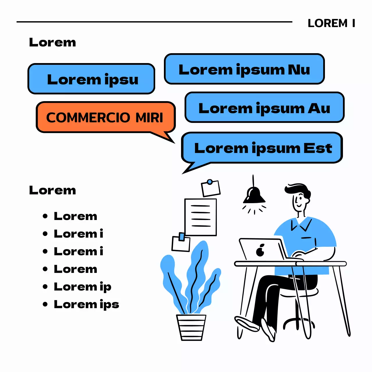 Recruiting per stage con illustrazioni in azzurro e nero