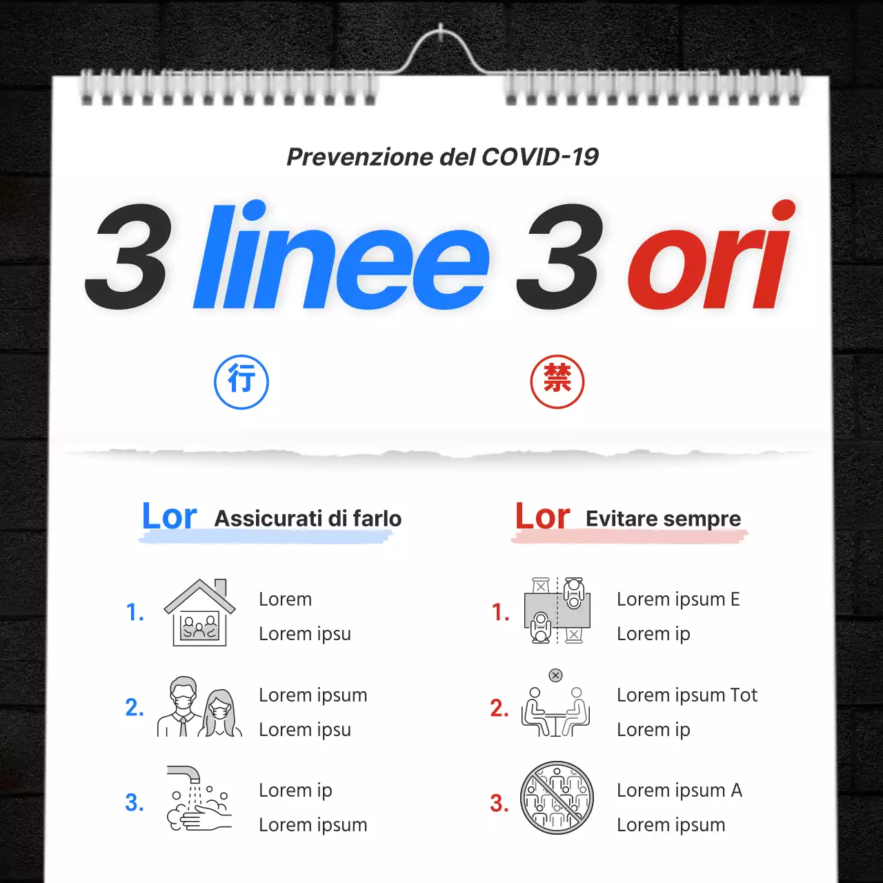 Un concetto di calendario monocromatico e colorato con enfasi sul testoCOVID-19 annuncio di campagna