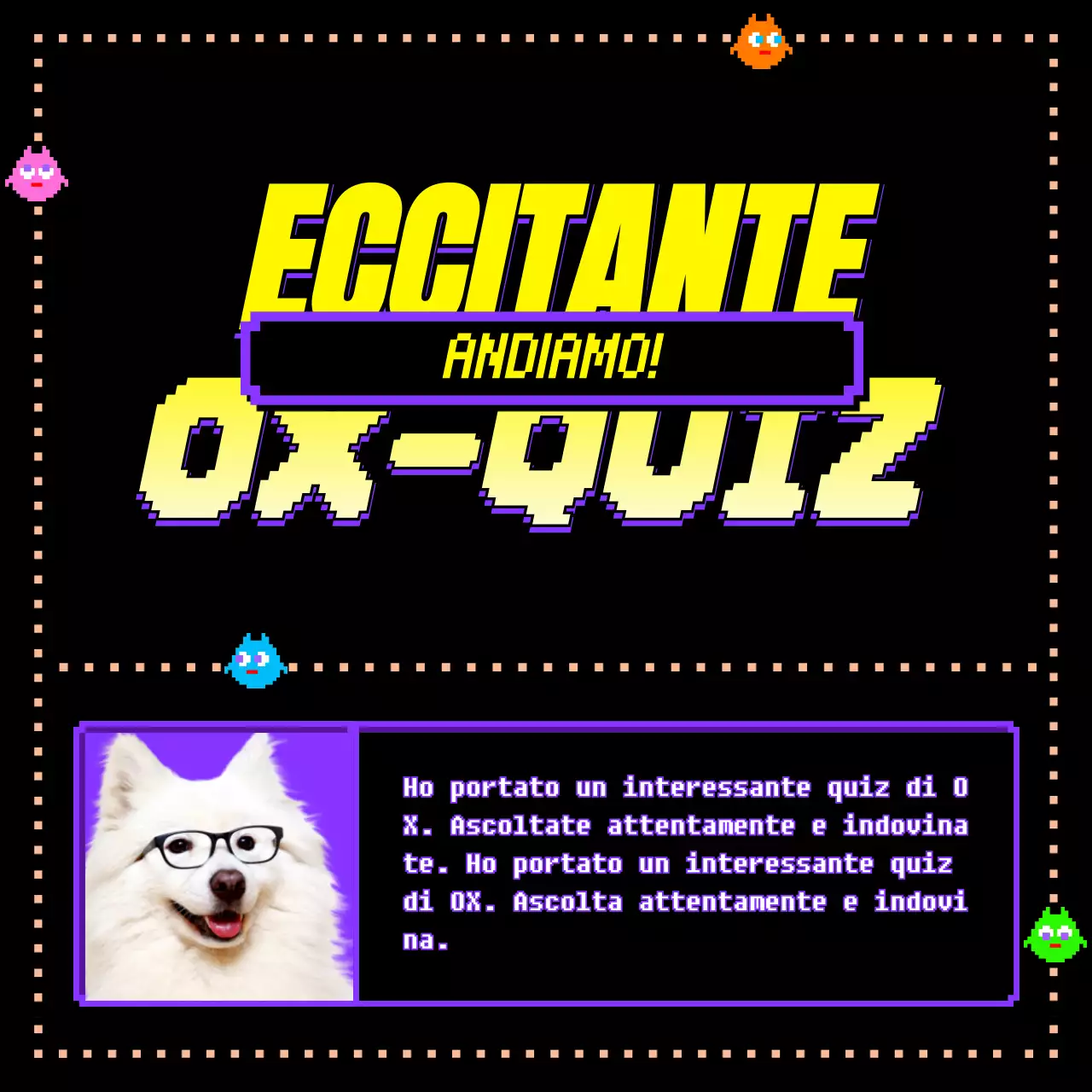 gioco classico carino in viola-nero-gialloConcept OXQuiz