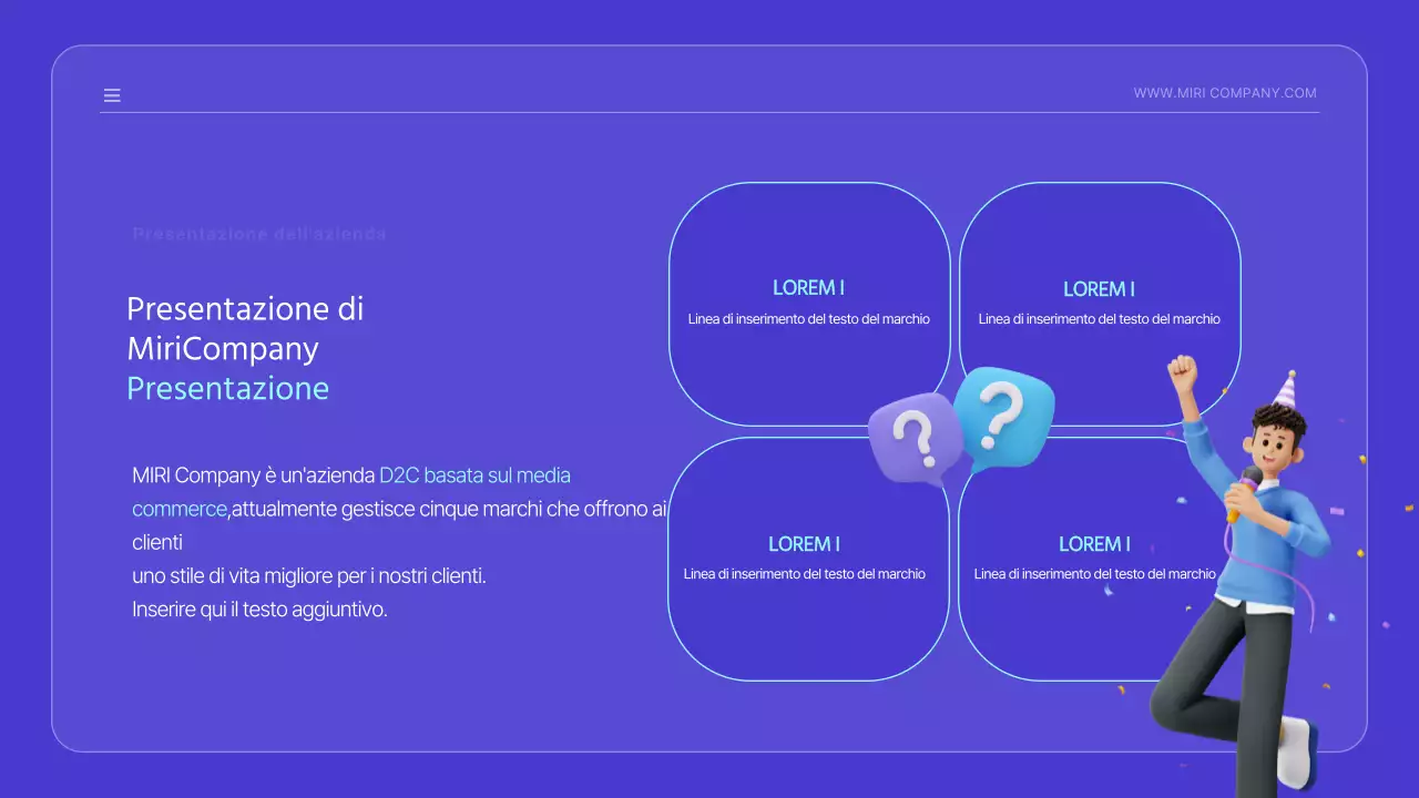 Annuncio di lancio kitsch con simpatiche illustrazioni blu