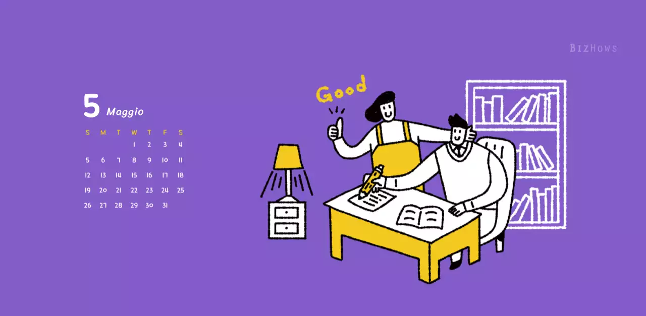 Calendario di Capodanno con simpatiche illustrazioni al tratto