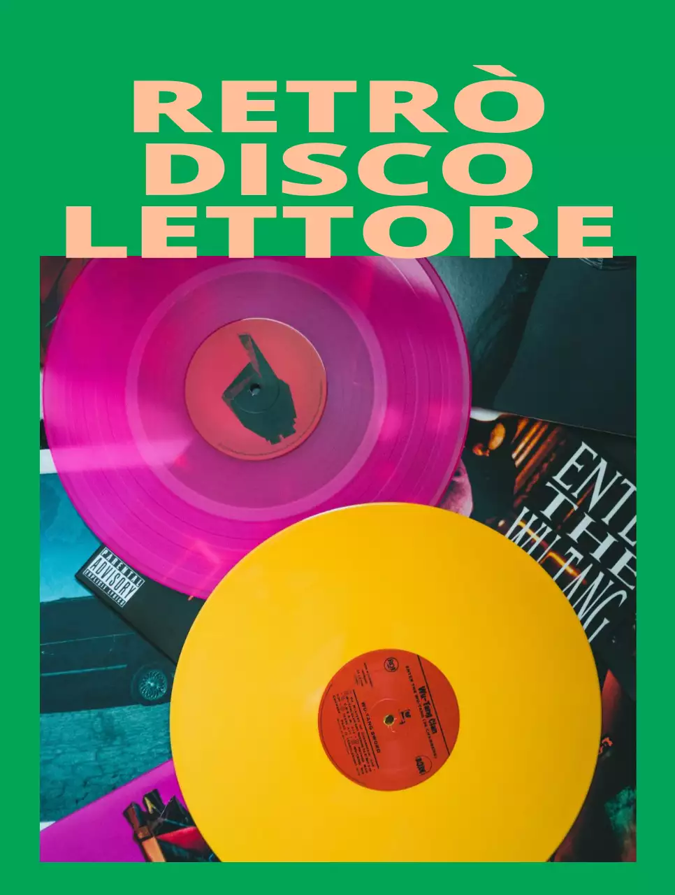 Merchandising di tendenza con cornici e foto in colori ad alta saturazione e di grande impatto.